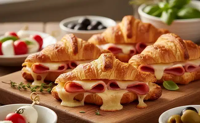 Mini croissants au jambon et fromage