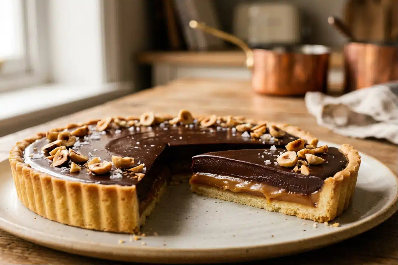 Recette de tarte au chocolat et caramel facile