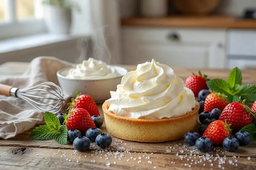 Recette crème diplomate facile garnie de fraises et myrtilles sur tarte maison
