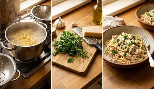 recette de pâtes au thon et à la crème
