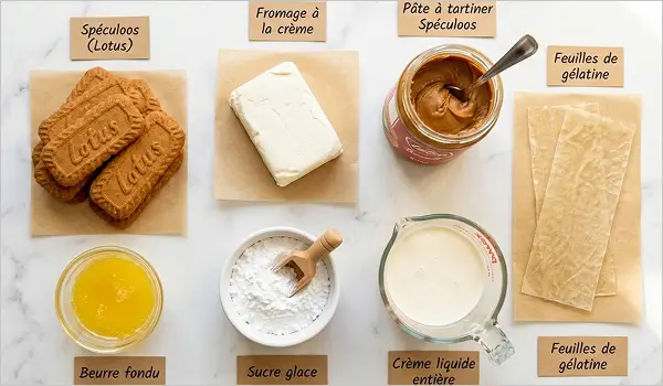 les ingrédients de base cheesecake Spéculoos