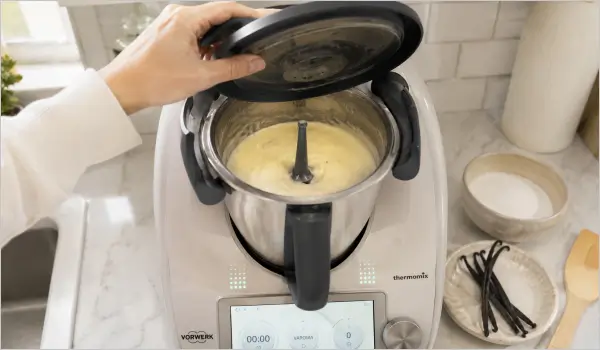 Préparation crème vanille Thermomix étape par étape